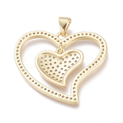 Brass Micro Pave Clear Cubic Zirconia Pendants KK-O-127-25G-1