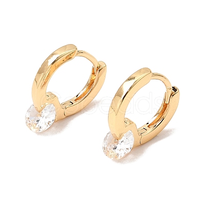 Brass with Cubic Zirconia Hoop Earrings KK-CBACA55-07G-1