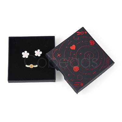 5Pcs Hot Stamping Planet Cardboard Jewelry Packaging Boxes CON-TA0001-44E-1