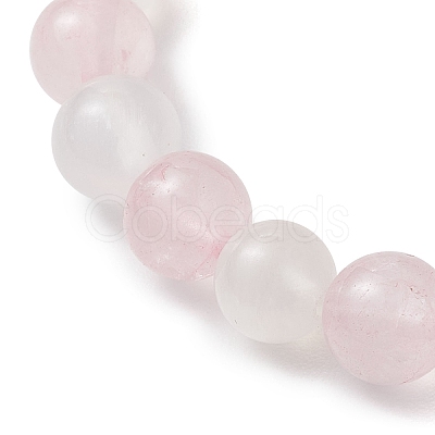 Natural Rose Quartz & Selenite Beaded Stretch Bracelets for Women BJEW-JB13140-1