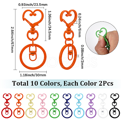 20Pcs 10 Colors Iron Keychain Clasps FIND-SC0017-35-1