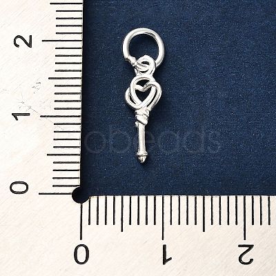 S925 Sterling Silver Heart Key Charms STER-K183-02A-S-1