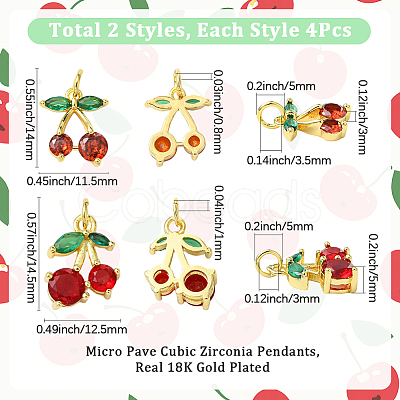 8Pcs 2 Styles Brass Charms KK-SC0006-89-1