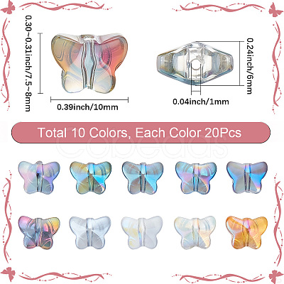 200Pcs 10 Styles Mixed Styles Electroplate Transparent Glass Beads Strands EGLA-SC0001-57-1