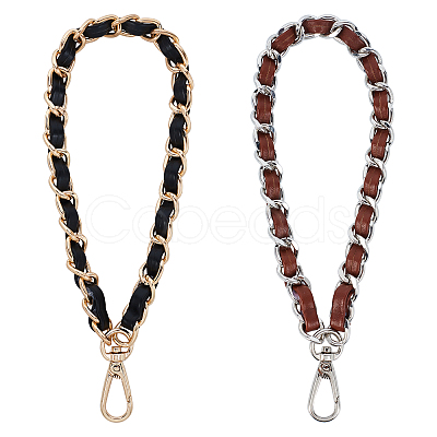 WADORN 2Pcs 2 Color Alloy with PU Leather Bag Strap FIND-WR0002-20-1