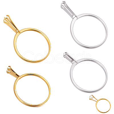 4Pcs 4 Styles 304 Stainless Steel Finger Ring Components DIY-BBC0003-14-1
