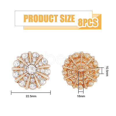 8Pcs 1-Hole Alloy Rhinestone Shank Buttons FIND-FH0008-86KCG-1