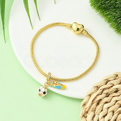 1Pc Sport Theme Brass Enamel European Dangle Charms KK-YW0002-64-1