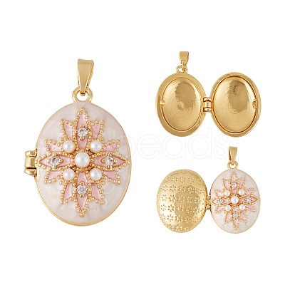 1Pc Brass Micro Pave Clear Cubic Zirconia Locket Pendants KK-TADJ0001-06-1