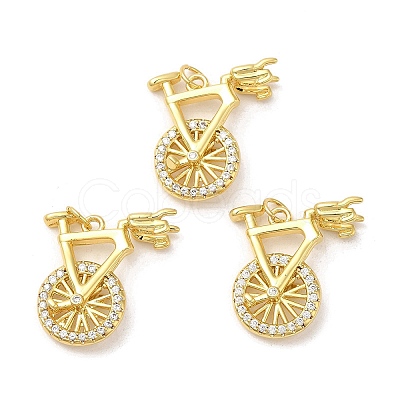 Rack Plating Brass Micro Pave Cubic Zirconia Pendants KK-C030-14G-1