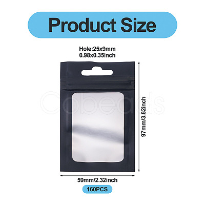160Pcs Plastic Yin-yang Resealable Bags with Visible Window ABAG-TA0001-94A-1