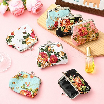 Flower Printed Cloth Wallets AJEW-YWC0001-11A-1