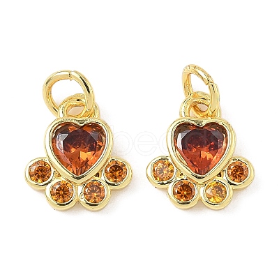 Brass Pave Cubic Zirconia Paw Print Charms KK-I355-17G-01-1