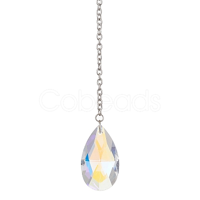Round & Heart & Teardrop & Cone Glass Pendant Decoraiton HJEW-JM02271-1