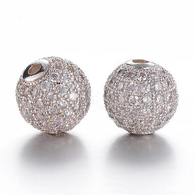 CZ Brass Micro Pave Cubic Zirconia Round Beads ZIRC-L017-03P-1