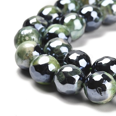 Electroplated Natural Fire Crackle Agate Round Beads Strands G-G0006-A02-04-1