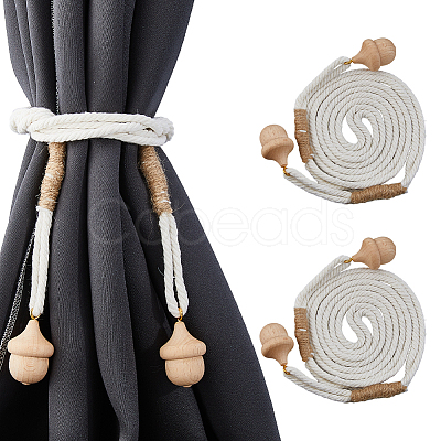 2Pcs Macrame Cotton Cord Curtain Tiebacks Clips HJEW-FH00223-1