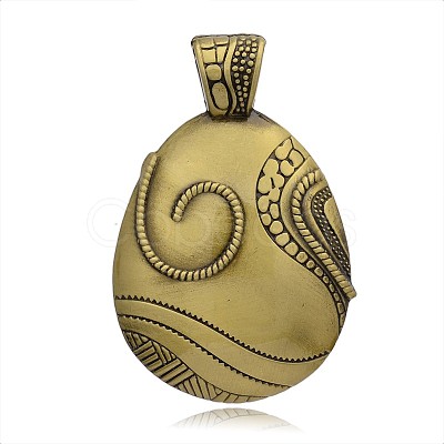 Tibetan Style Egg/Teardrop Alloy Big Pendants PALLOY-J659-21AB-3A-1