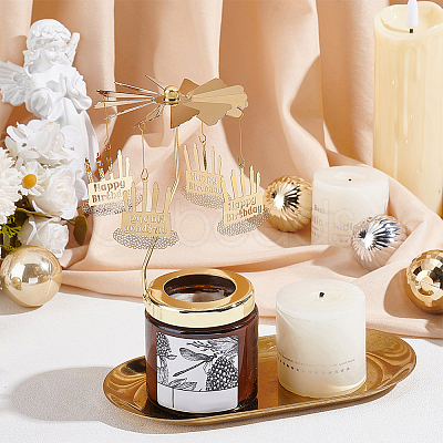 Birthday Cake Stainless Steel Rotating Tealight Candle Holders DIY-WH0488-99-1