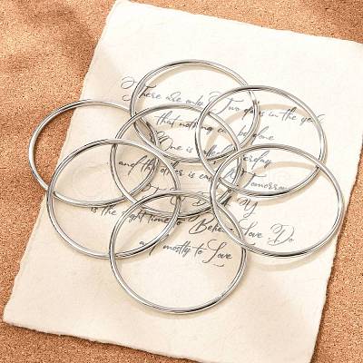7Pcs 201 Stainless Steel Plain Bangle Sets Hand Polished for Women BJEW-L664-022A-P02-1