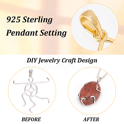 2 Colors 925 Sterling Silver Pendant Irregular Cabochon Settings STER-PH0002-02A-1