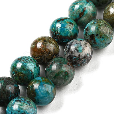 Natural Chrysocolla Beads Strands G-P503-6MM-05-1