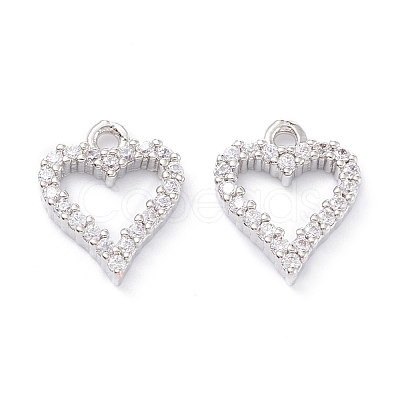 Rack Plating Brass Micro Pave Cubic Zirconia Charms ZIRC-C026-08P-1