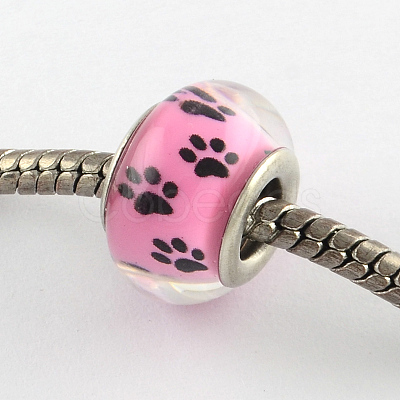 Large Hole Dog Paw Prints Pattern Resin European Beads OPDL-Q129-226A-1