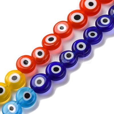 Chakra Theme Handmade Evil Eye Lampwork Beads Strands LAMP-G164-07B-1
