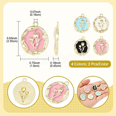 8Pcs 4 Colors Alloy Enamel Pandants ENAM-FS0002-22-1