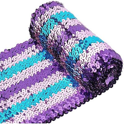 Tricolor Plastic Paillette Elastic Trim EW-WH0013-26-1