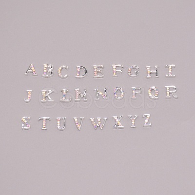Letter A~Z Alloy Rhinestone Cabochons MRMJ-WH0072-92A-1