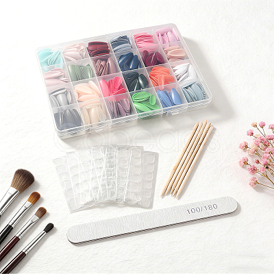 ABS Plastic Pure Color Press On False Nails MRMJ-WH20004-32B-1