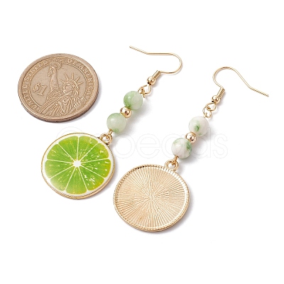 Real 18K Gold Plated Alloy Enamel Dangle Earrings EJEW-JE05667-05-1