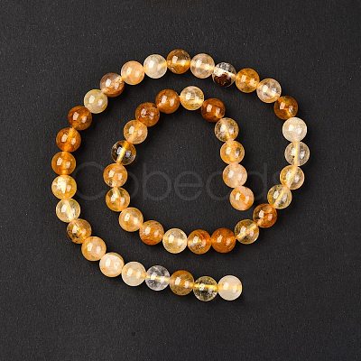 Natural Yellow Hematoid Quartz Round Beads Strands X-G-F266-09-8mm-1