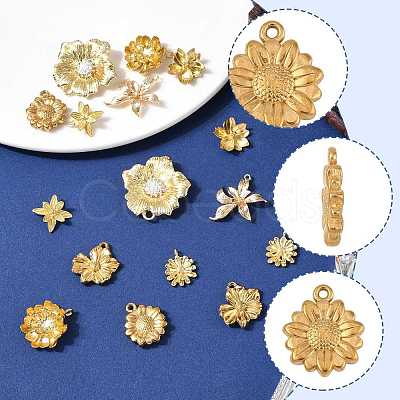 16Pcs 8 Styles Alloy & Brass & 304 Stainless Steel Pendants FIND-FS0004-37-1