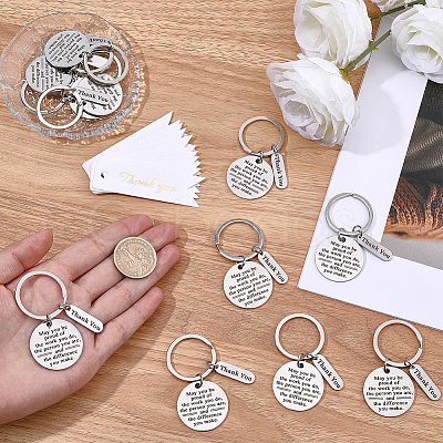 12Pcs Stainless Steel Keychains KEYC-BM0001-08-1