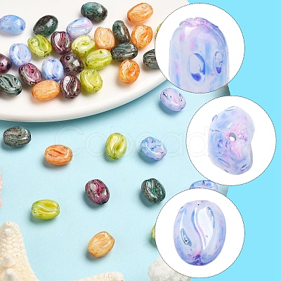 40Pcs 5 Colors Baking Paint Glass Seed Beads GLAA-FS0002-27-1