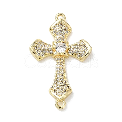 Easter Religion Brass Micro Pave Cubic Zirconia Connector Charms KK-T085-18G-G-1
