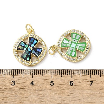 Brass Micro Pave Clear Cubic Zirconia Pendants KK-C045-20G-1