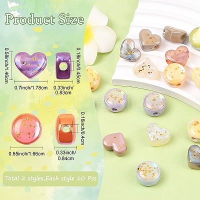 20Pcs 2 Styles Opaque Acrylic European Beads OACR-YW0004-39-1
