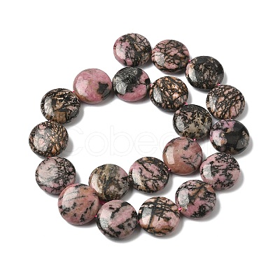 Natural Flat Round Rhodonite Beads Strands G-L246-10-1