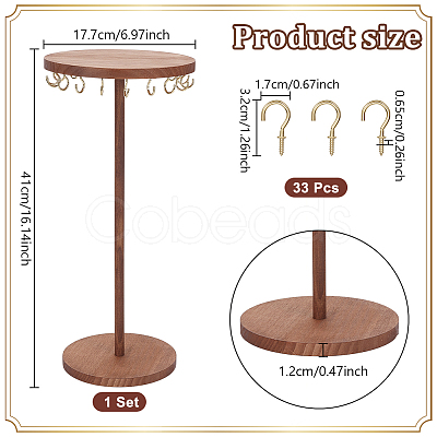 Round Wooden Necklace Display Stands ODIS-WH0030-278-1