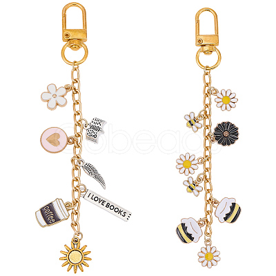 2Pcs 2 Styles Alloy Enamel Pendant Decorations HJEW-BM0001-46A-1