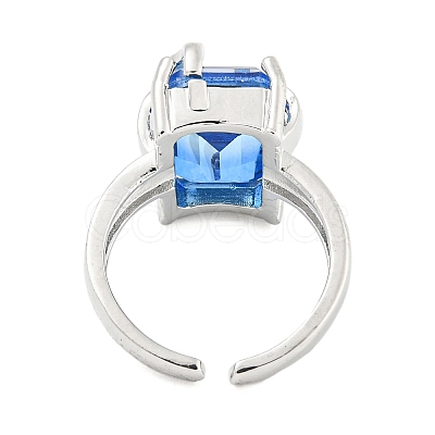 304 Stainless Steel Cubic Zirconia Open Cuff Ring RJEW-S406-05P-04-1