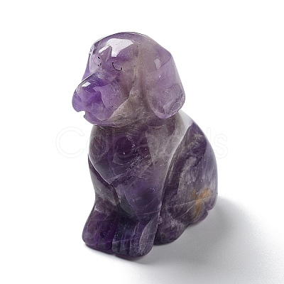 Natural Amethyst Carved Healing Dog Figurines DJEW-F025-01D-1
