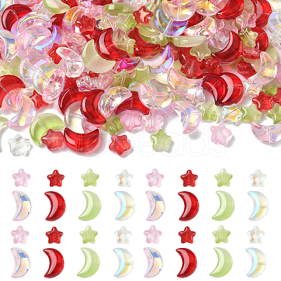 100Pcs 2 Styles Transparent Spray Painted Glass Beads GLAA-YW0005-14A-1
