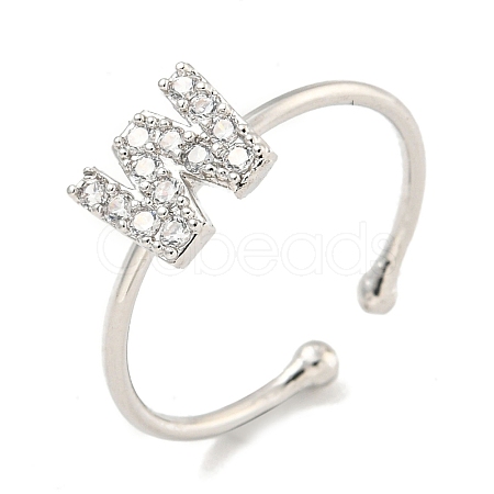 Rack Plating Brass Open Cuff Rings for Women RJEW-F162-02P-W-1