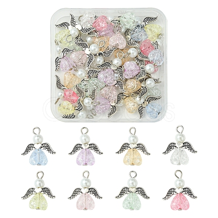 30Pcs Angel Acrylic & Glass Pendant PALLOY-FZ00016-1