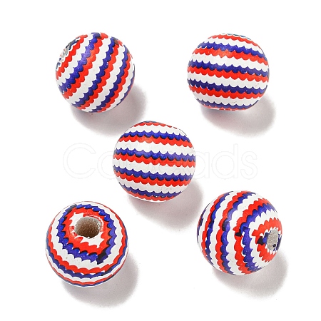 Printed Wood European Beads WOOD-G022-07D-1